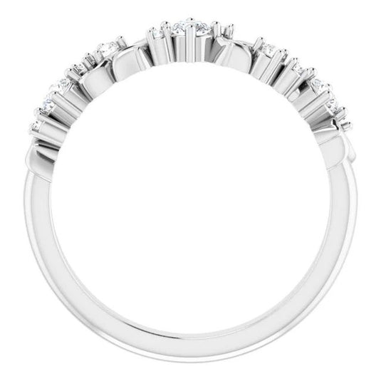 Floral Inspired Natural Diamond Anniversary Band White Gold Top View
