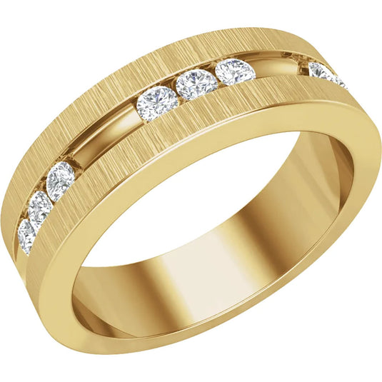 Dazzling Natural Diamond Anniversary Band Yellow Gold