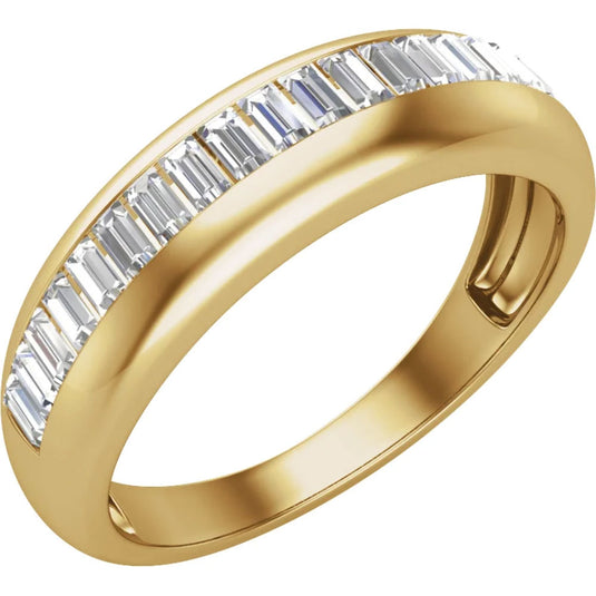 Straight Baguette Diamond Anniversary Band Yellow Gold