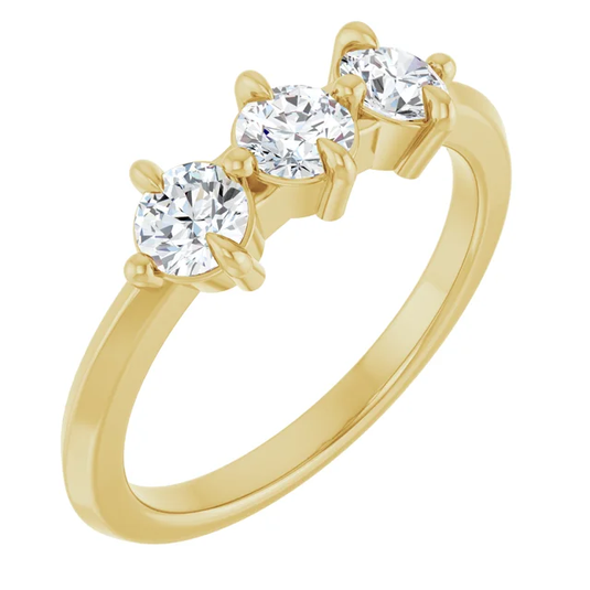 3 Stone Round Diamond Wedding Band