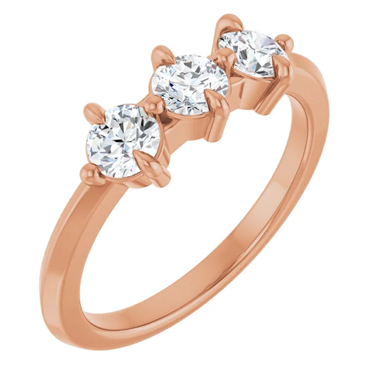 3 Stone Round Diamond Wedding Band