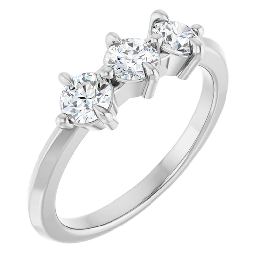 3 Stone Round Diamond Wedding Band