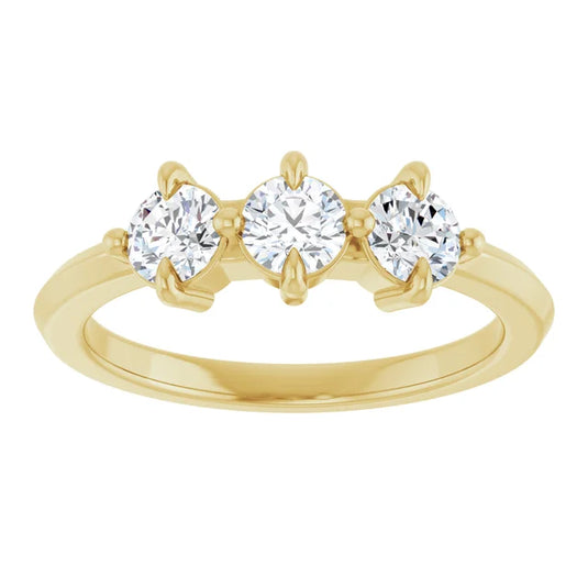 3 Stone Round Diamond Wedding Band