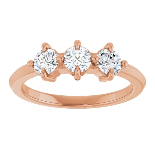 3 Stone Round Diamond Wedding Band