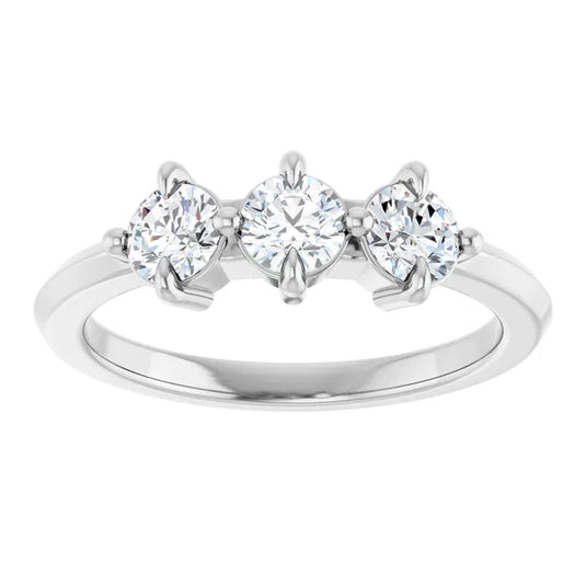 3 Stone Round Diamond Wedding Band