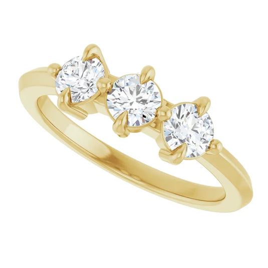 3 Stone Round Diamond Wedding Band