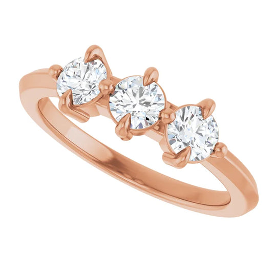 3 Stone Round Diamond Wedding Band