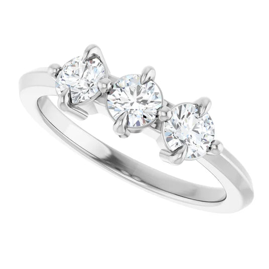 3 Stone Round Diamond Wedding Band