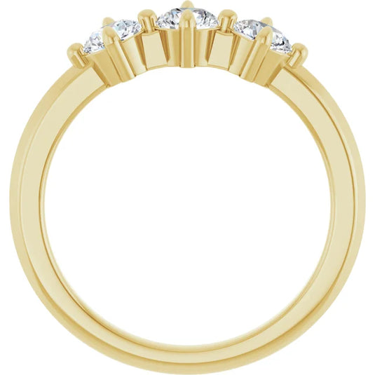 3 Stone Round Diamond Wedding Band