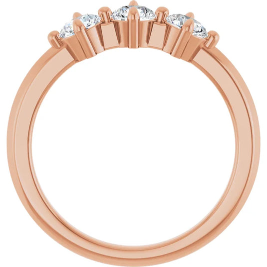 3 Stone Round Diamond Wedding Band