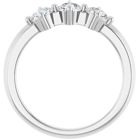 3 Stone Round Diamond Wedding Band