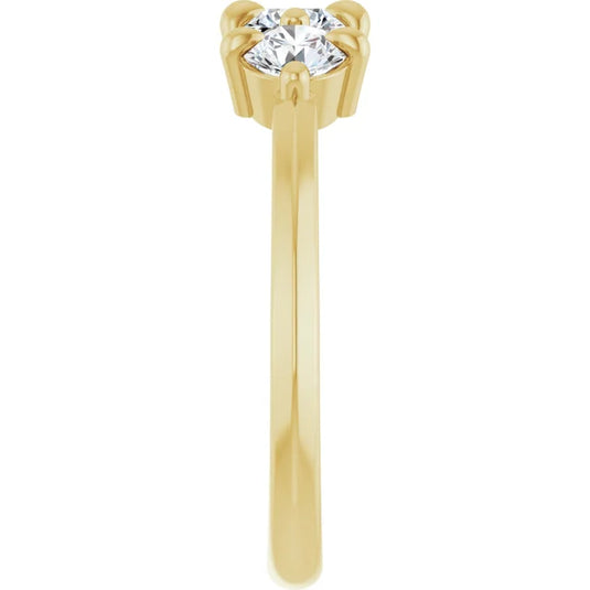 3 Stone Round Diamond Wedding Band