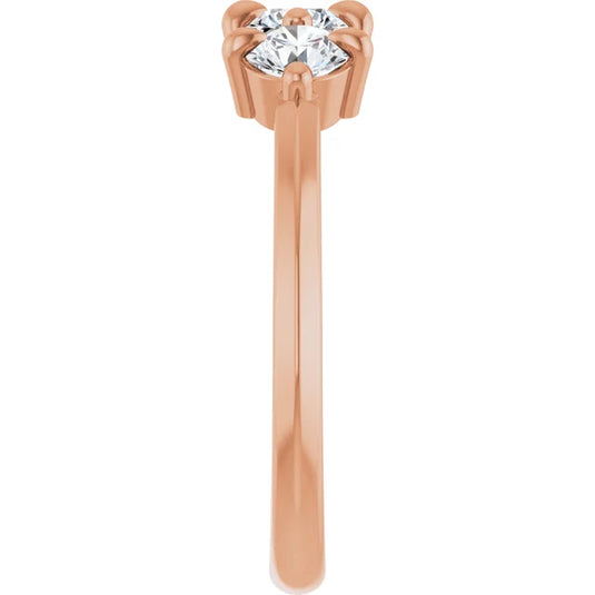 3 Stone Round Diamond Wedding Band