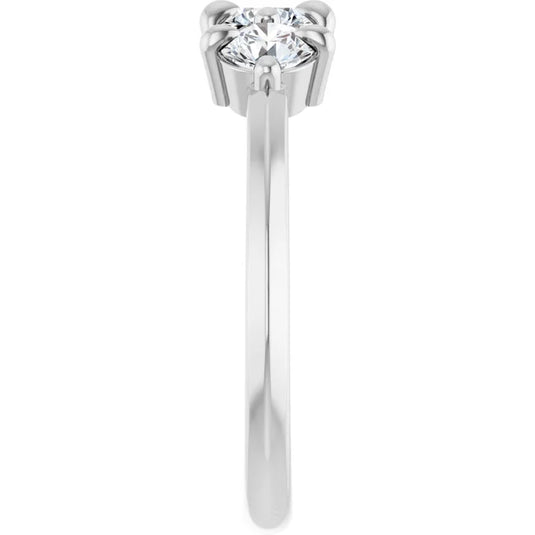 3 Stone Round Diamond Wedding Band