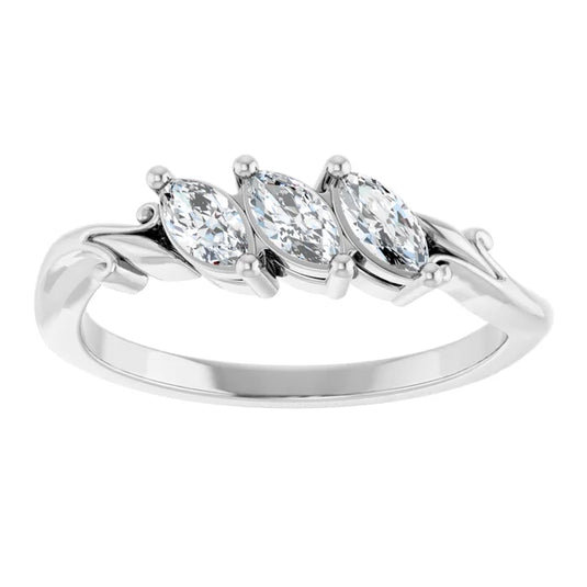 Marquise Shaped Diamond Wedding Band