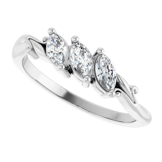 Marquise Shaped Diamond Wedding Band