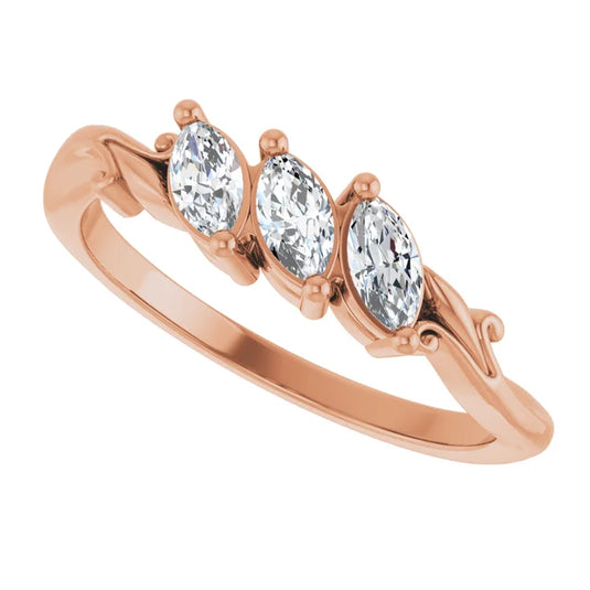 Marquise Shaped Diamond Wedding Band