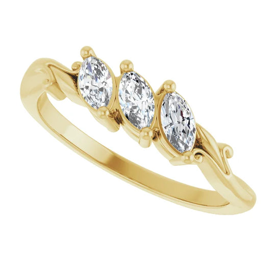 Marquise Shaped Diamond Wedding Band