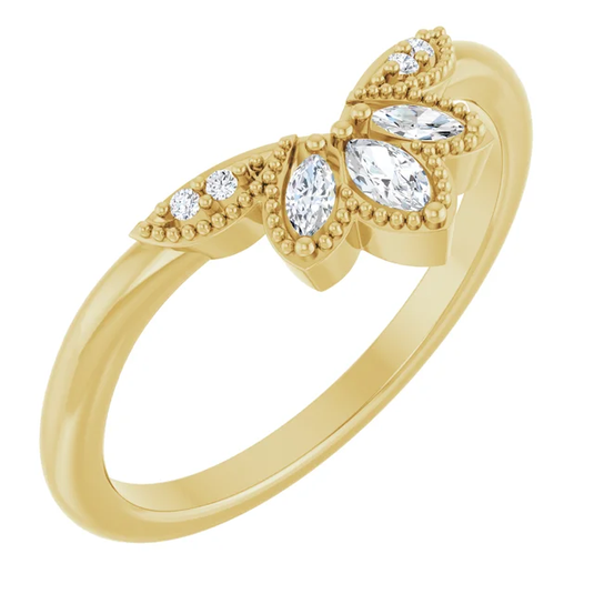 Marquise Cut Diamonds Wedding Band