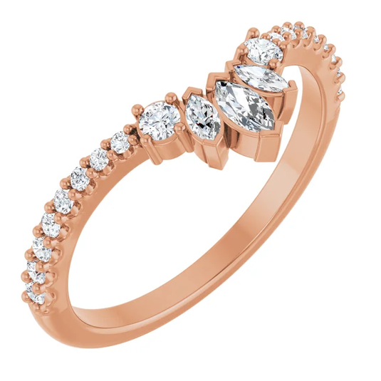 Pointed Marquise Diamond Wedding Band