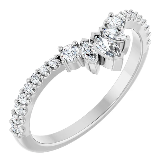 Pointed Marquise Diamond Wedding Band
