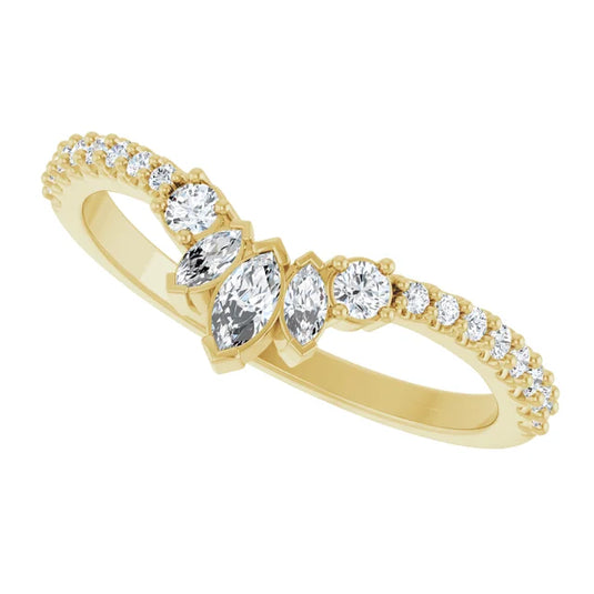 Pointed Marquise Diamond Wedding Band