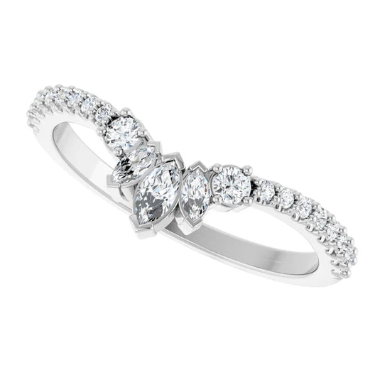 Pointed Marquise Diamond Wedding Band