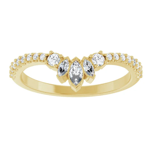 Pointed Marquise Diamond Wedding Band