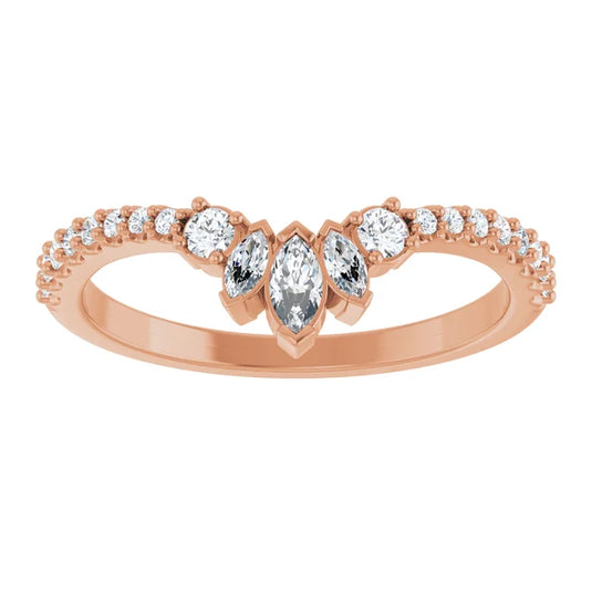 Pointed Marquise Diamond Wedding Band
