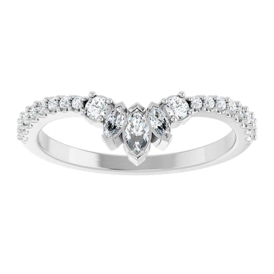 Pointed Marquise Diamond Wedding Band