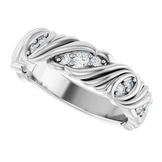 Rhodium-Plated Lab-Grown Diamond Wedding Band