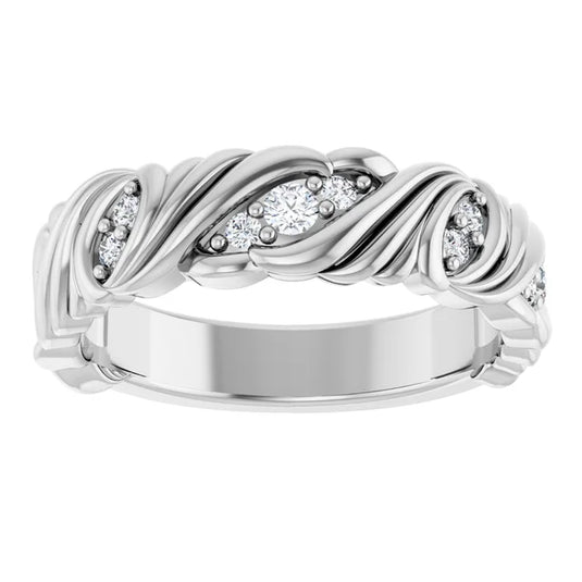 Rhodium-Plated Lab-Grown Diamond Wedding Band
