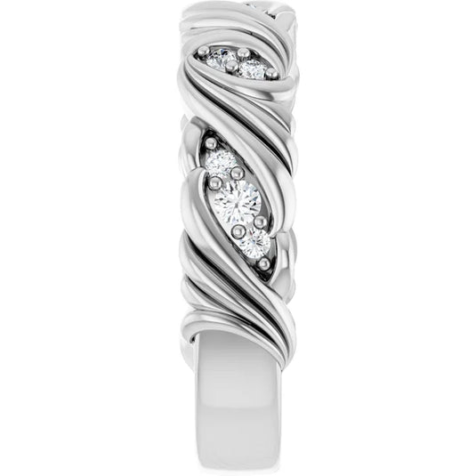 Rhodium-Plated Lab-Grown Diamond Wedding Band