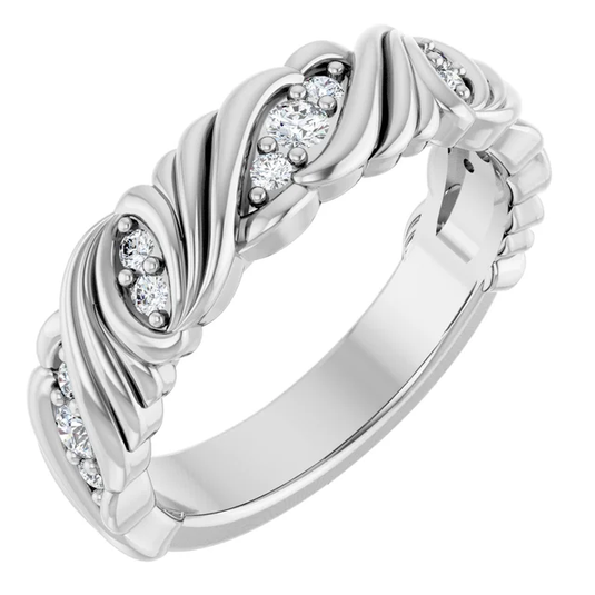 Rhodium-Plated Lab-Grown Diamond Wedding Band