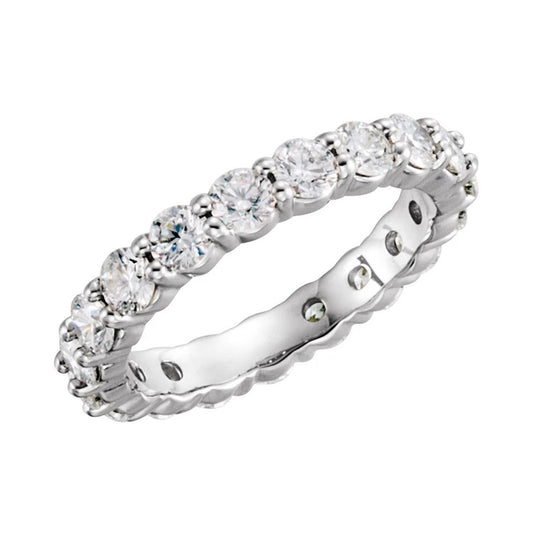 Natural Diamond Eternity Band for Women White Gold Side View