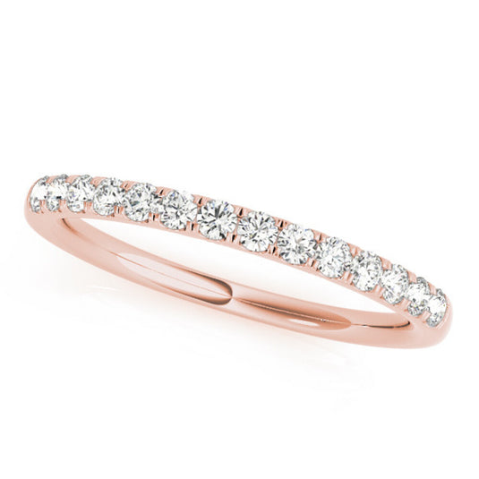Elegant Round Diamond Wedding Band for Women Rose Gold