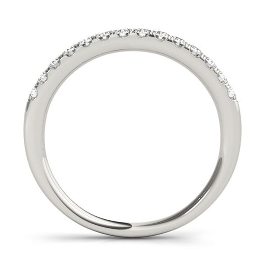 Elegant Round Diamond Wedding Band for Women White Gold Front View