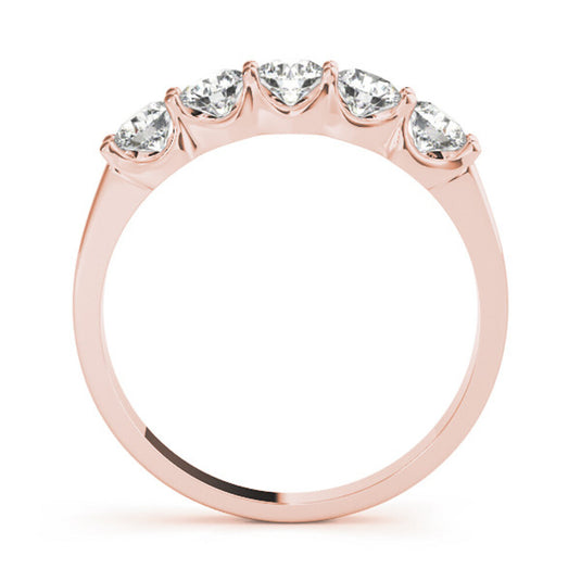 Royal Prong Set Diamond Band Rose Gold Front View