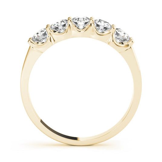 Royal Prong Set Diamond Band Yellow Gold Front View
