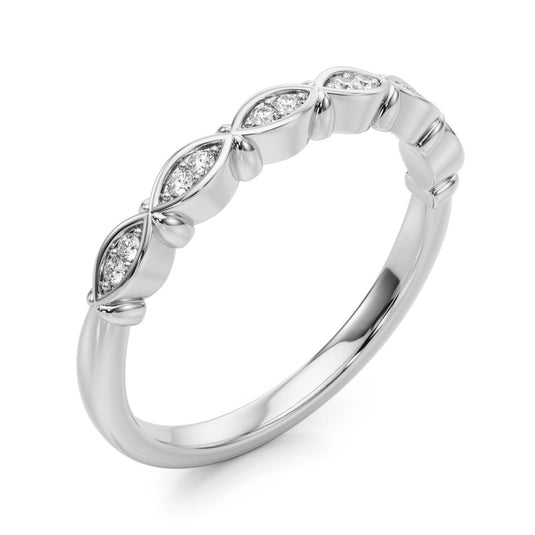 Matching Couple’s Marquise Round Diamond Wedding Band