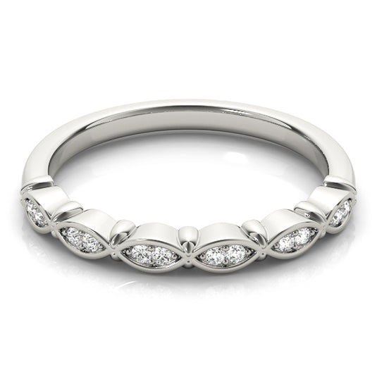 Matching Couple’s Marquise Round Diamond Wedding Band
