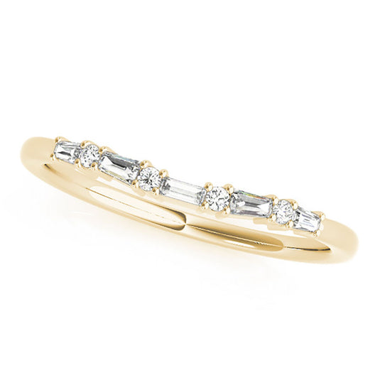 Women's Baguette Diamond Wedding Band Yellow Gold