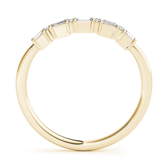 Women's Baguette Diamond Wedding Band Yellow Gold Top View