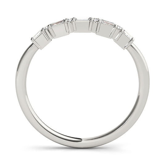 Women's Baguette Diamond Wedding Band White Gold Top View