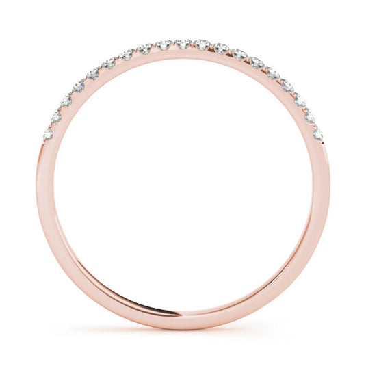 Timeless Prong Set Wedding Band Rose Gold Front View
