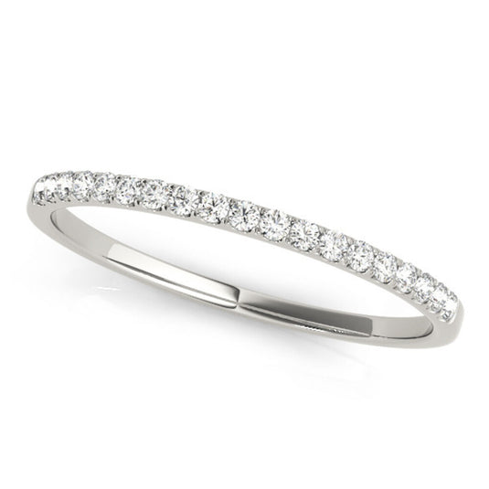 Timeless Prong Set Wedding Band White Gold Front View