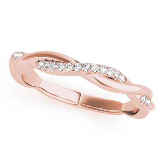 Twisted Women's Wedding Band with Diamonds in Rose Gold
