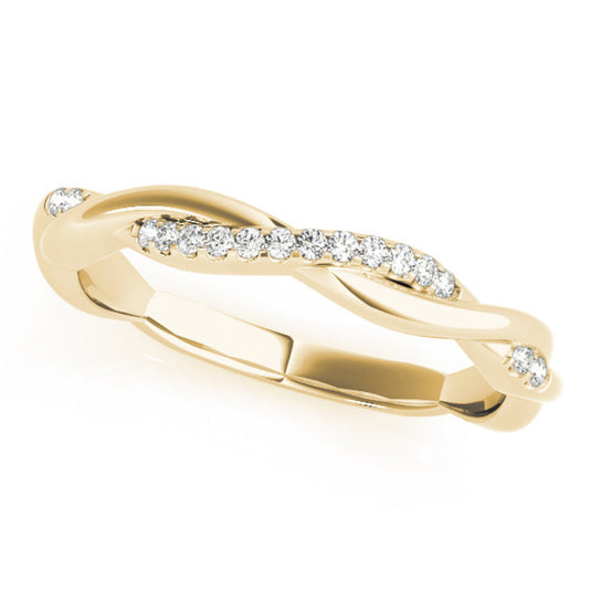Twisted Women's Wedding Band with Diamonds in Yellow Gold