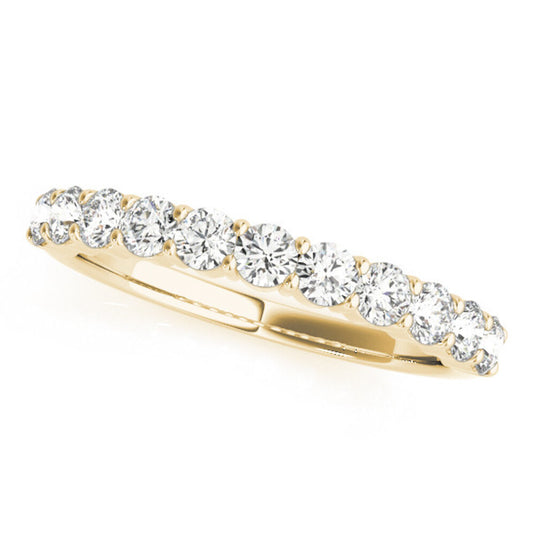Simple Straight Diamond Wedding Band Yellow Gold