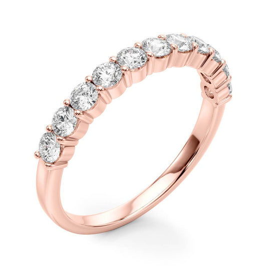 Simple Straight Diamond Wedding Band Rose Gold Side View